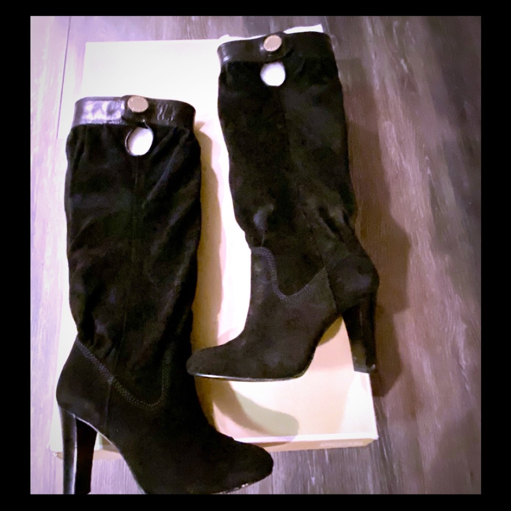 Michael Kors Suede Harness Slouchy Boots, Size 7
